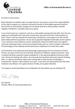 Recommendation Letter - Don Meritt, Director - UCF Office of Instructional Resources